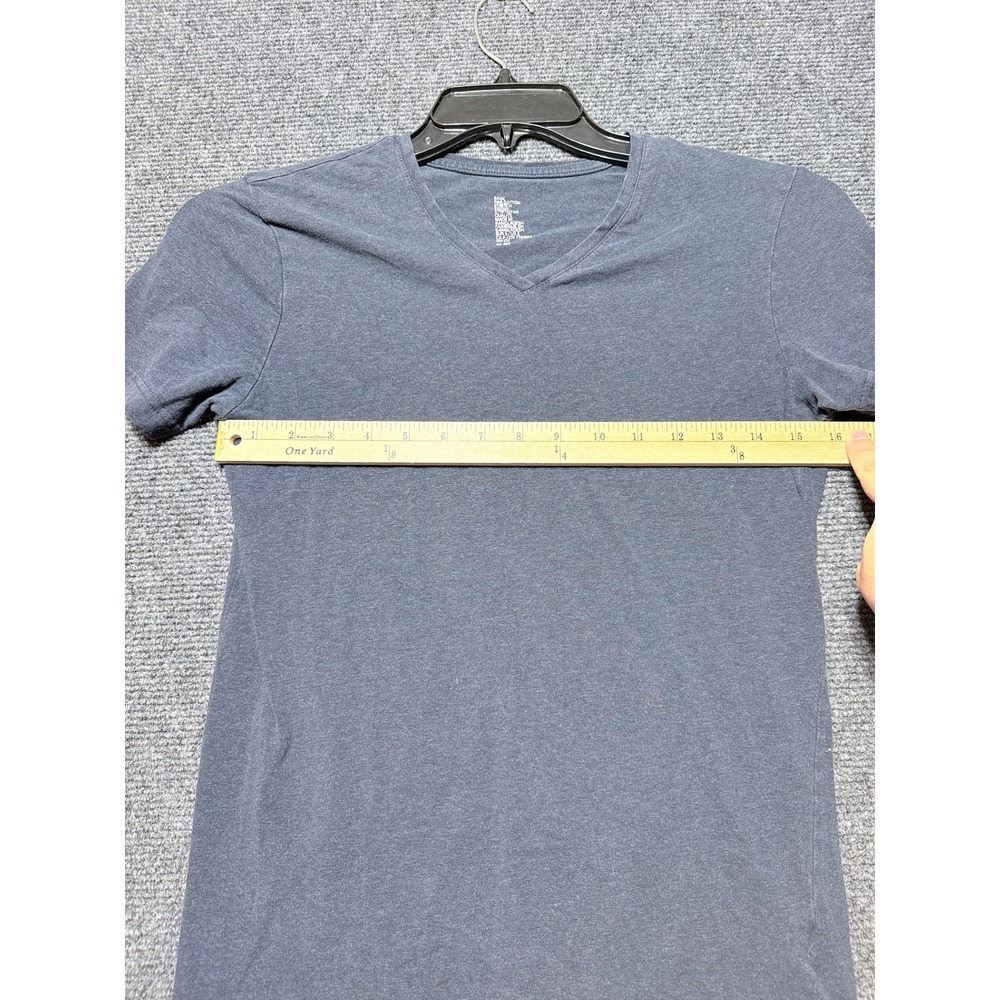 H&M V-Neck T-Shirt Women Small Blue Basic Fine Cotton Stretch - Picture 7 of 9